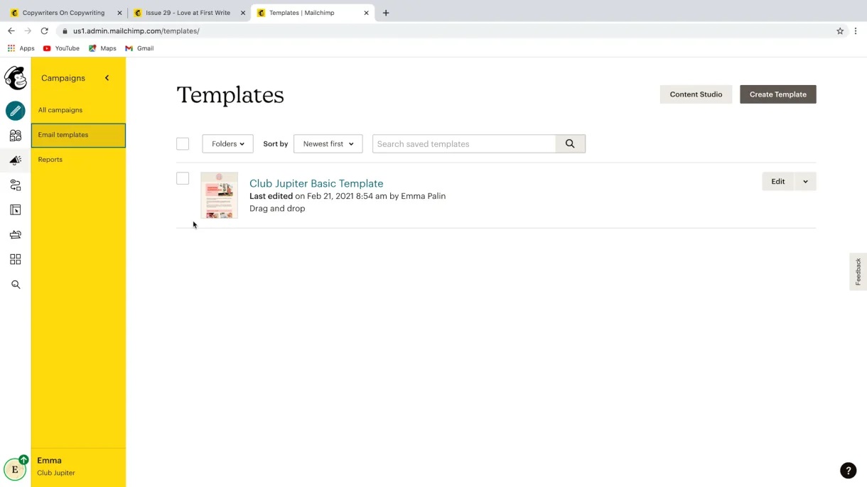 Crea una plantilla de email