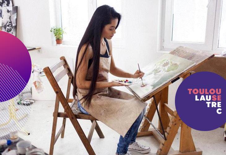 mujer pintar acuarela